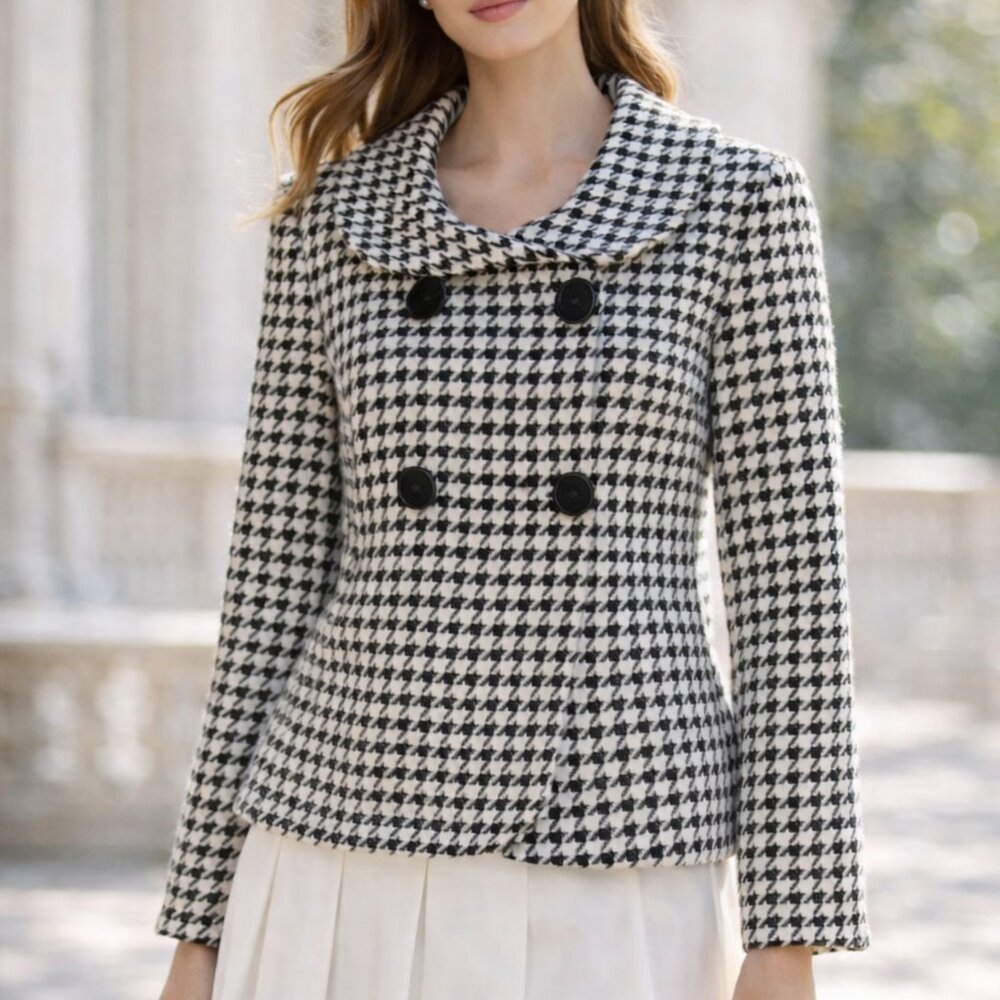 Pendleton Houndstooth Virgin Lambs Wool Double Br… - image 1